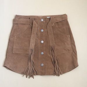 S 27 Blank NYC Suede Belted Button Down Mini Skirt